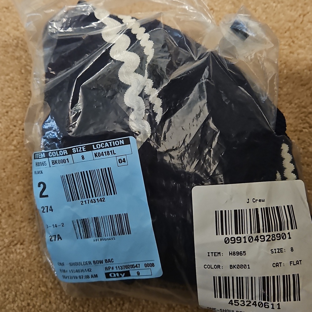 J. Crew Navy Ric Rac One Shoulder Ruffle Bikini Top In Pique - Picture 4 of 4